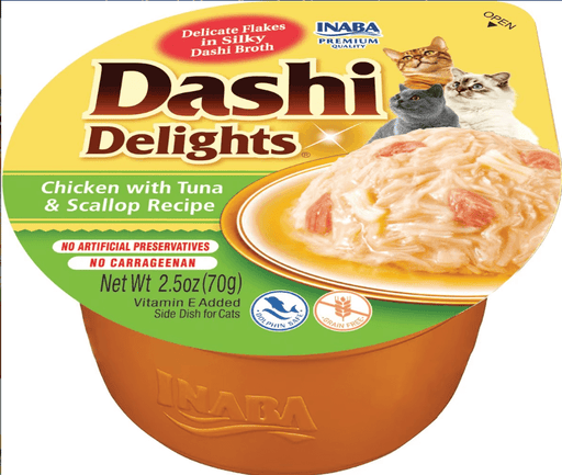 Inaba Dashi Delights 2.5oz Cat Food in Broth - Chicken, Tuna & Scallop