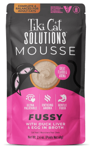 Tiki Cat Solutions Mousse, Duck, Liver and Egg Recipe in Broth, Formulated for Finicky Felines