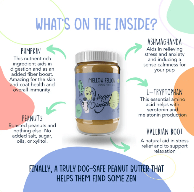 Happy Dingos Mellow Fellow - Calming Peanut Butter for Dogs