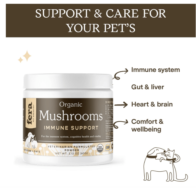 Fera Pet Organics Turkey Tail Mushroom Immune Support Supplement for Dogs & Cats