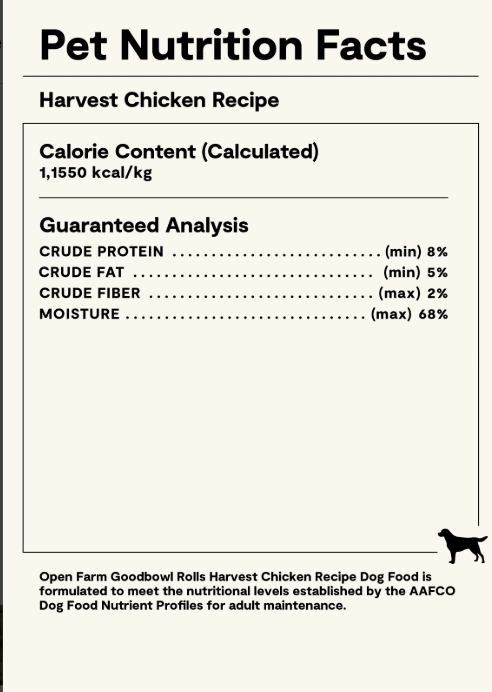 Open Farm Goodbowl Harvest Chicken Freshly Crafted Roll for Dogs