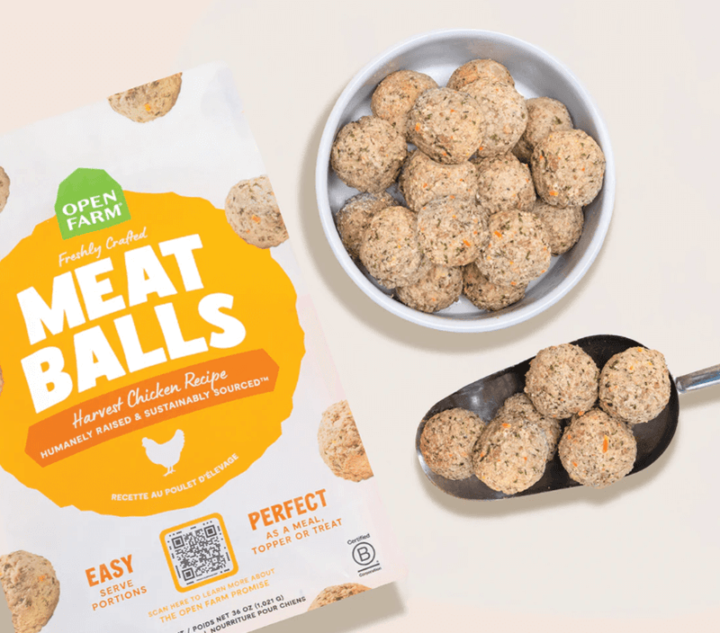 Open Farm Frozen Harvest Chicken Freshly Crafted Meatballs for Dogs
