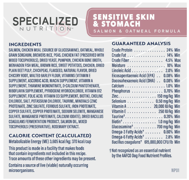 Natural Balance Specialized Nutrition Salmon and Oatmeal Formula for Dogs with Sensitive Skin & Stomach