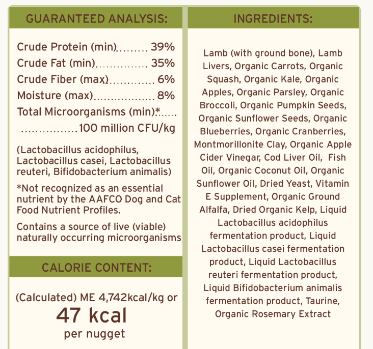Primal Dog Food Freeze-Dried Nuggets, Lamb