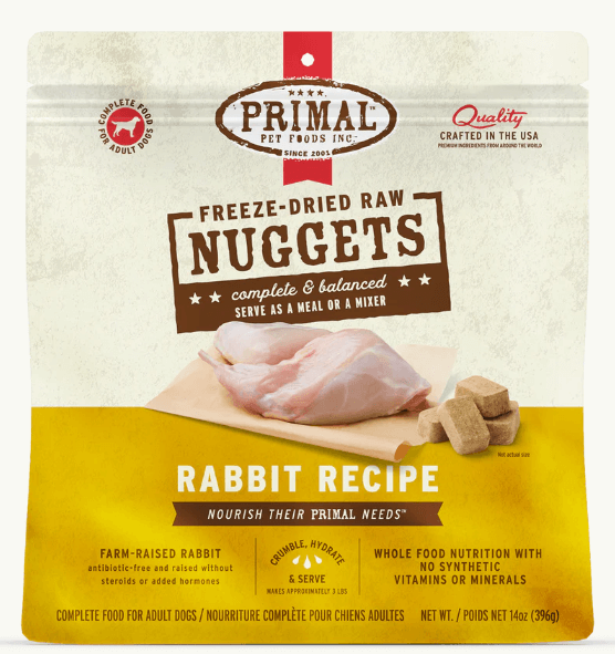 Primal Dog Food Freeze Dried Nuggets, Rabbit 14oz