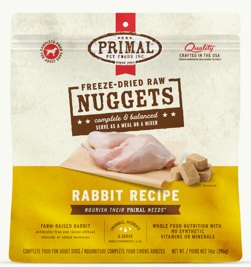 Primal Dog Food Freeze Dried Nuggets, Rabbit 14oz