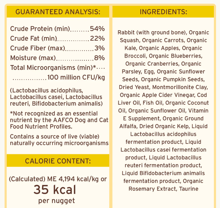 Primal Dog Food Freeze Dried Nuggets, Rabbit 14oz