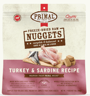 Primal Dog Food Freeze Dried Nuggets, Turkey & Sardine