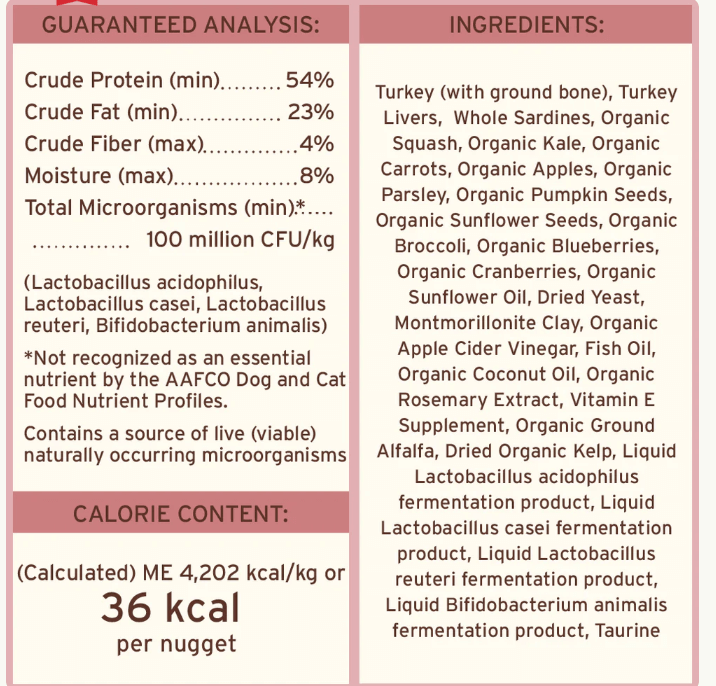 Primal Dog Food Freeze Dried Nuggets, Turkey & Sardine