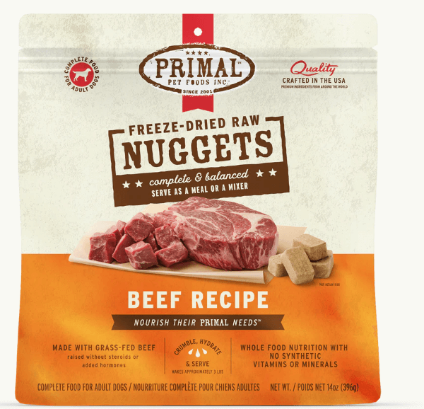 Primal Dog Food Freeze-Dried Nuggets, Beef