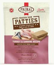 Primal Dog Frozen Patties, Turkey & Sardine 6 lbs