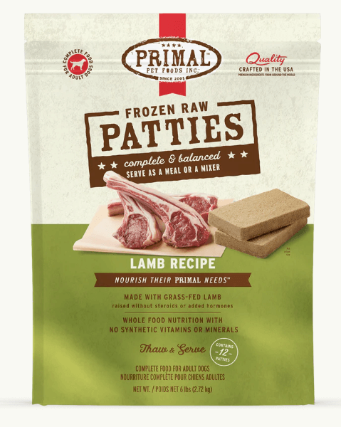 Primal Dog Frozen Patties, Lamb 6 lbs