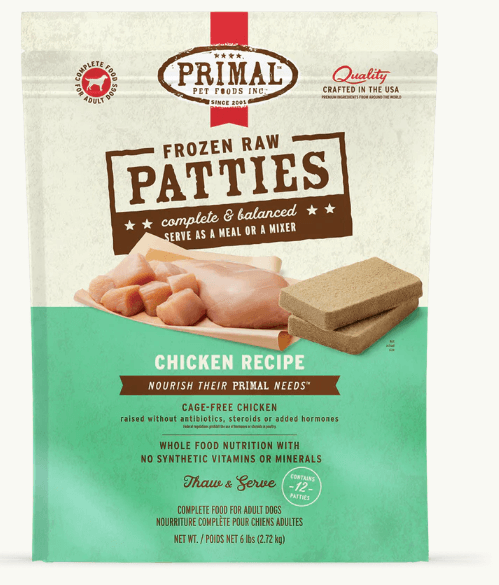 Primal Dog Frozen Patties, Chicken 6 lbs