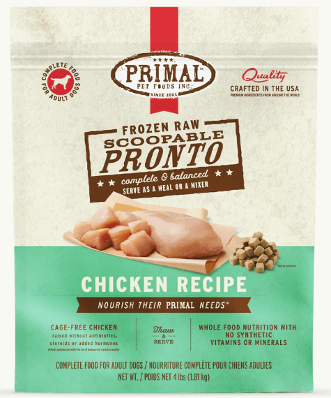 Primal Dog Frozen Pronto, Chicken 4 lbs
