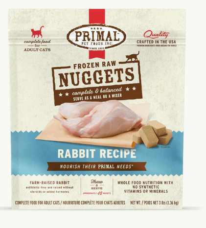 Primal Cat Frozen Nuggets, Rabbit 3 lb