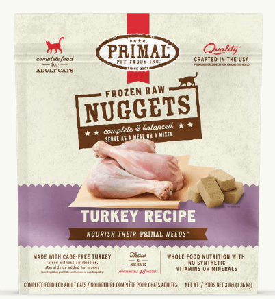 Primal Cat Frozen Nuggets, Turkey, 3 lb
