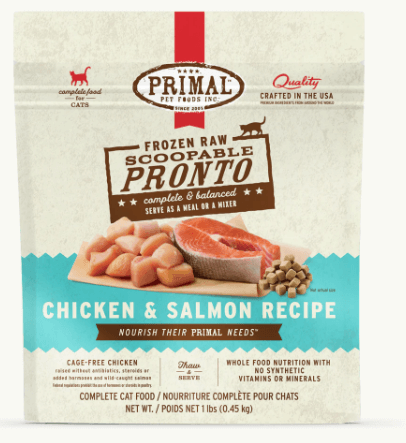 Primal Cat Frozen Pronto, Chicken & Salmon, 1 lb