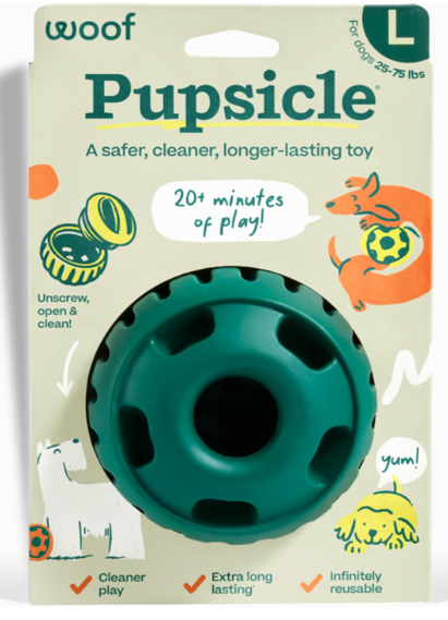 Woof Pupsicle Long-Lasting Interactive Dog Toy - For Large Dogs 25-75lbs (green)