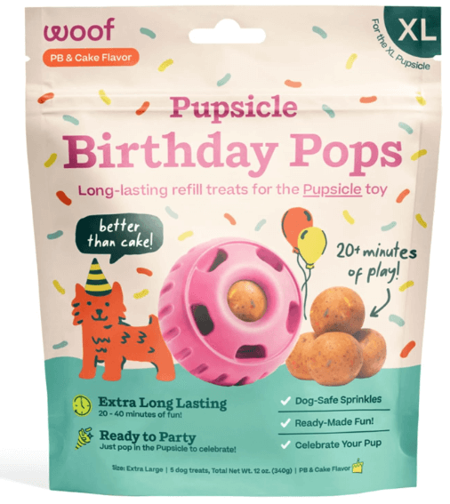 Woof Dog Pupsicle Birthday Pops Refills - Cake-Flavored Birthday Treat for Dogs