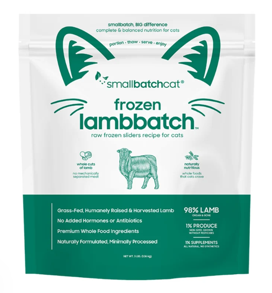 Small Batch Frozen Raw Lamb Sliders for Cats