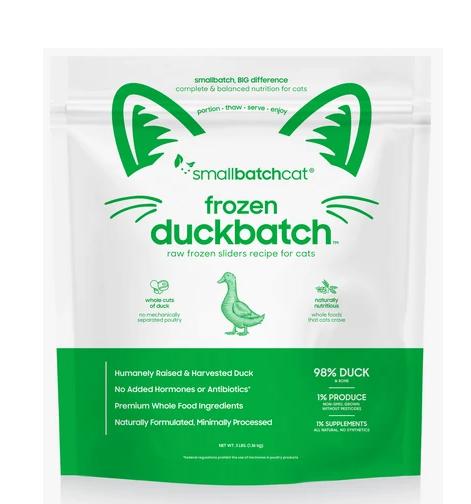 Small Batch Frozen Raw Duck Sliders for Cats