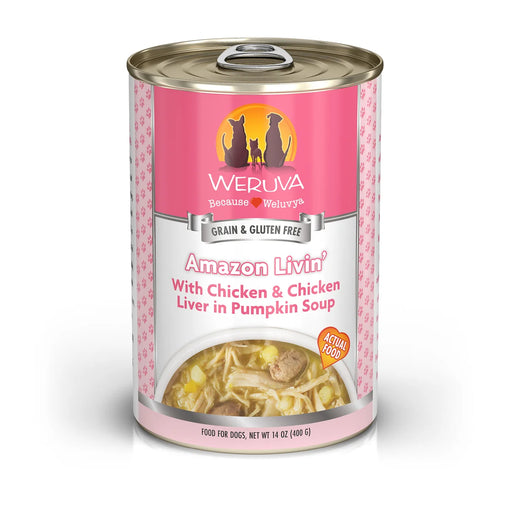 Weruva Amazon Livin chicken and chicken liver in pumpkin soup 14oz can