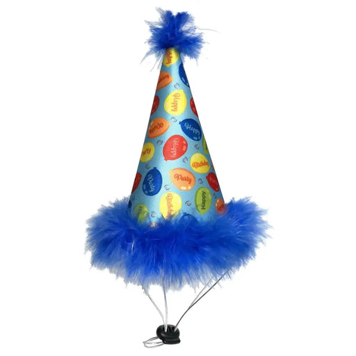 Birthday Hat for Dogs-Large Blue with Balloons