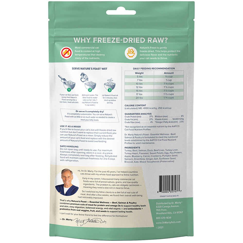 Dr. Marty Nature's Feast FreezeDried Raw Cat Food Beef/Salmon/Poult