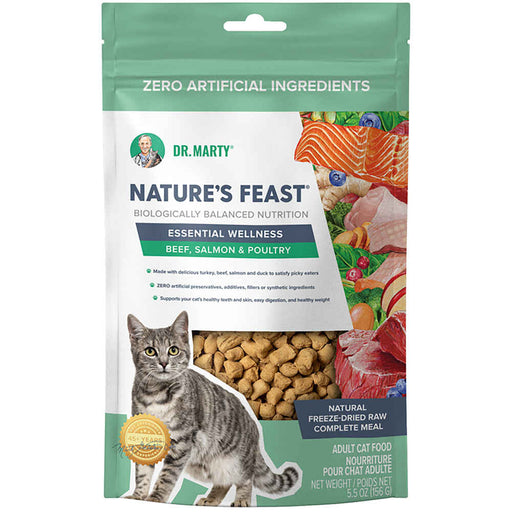 Dr. Marty Nature's Feast Freeze-Dried Raw Cat Food - Beef/Salmon/Poultry