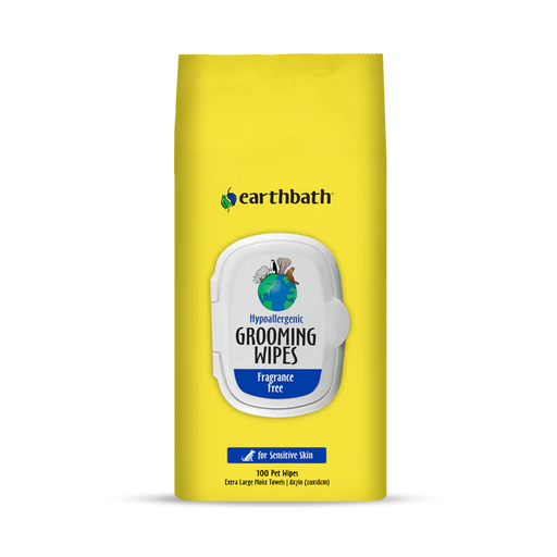 Earthbath Hypoallergenic fragrance-free cat and dog grooming wipes, 100-count pack for sensitive skin. Sold at Jake's Pet Supply Boca Raton Lake Worth