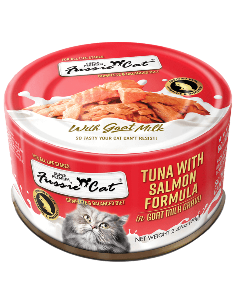 Fussie Cat Super Premium Tuna with Salmon in Goat Milk Gravy 2.8 oz
