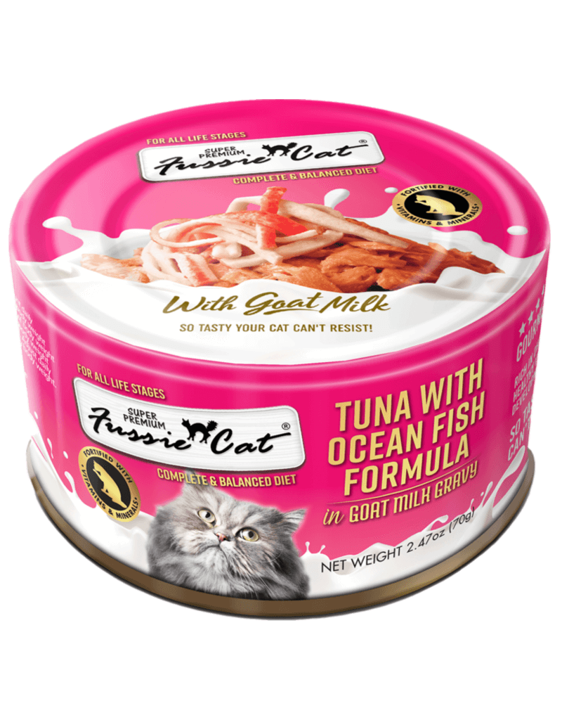 Fussie Cat Super Premium Tuna with Ocean Fish in Goat Milk Gravy 2.8 oz