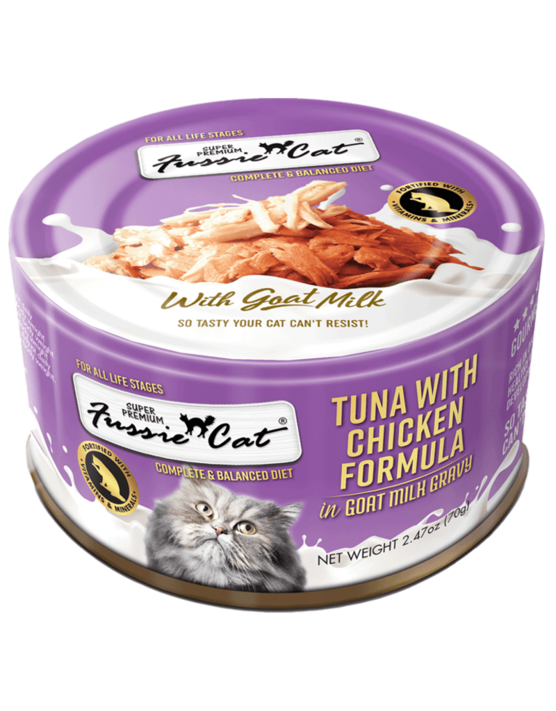 Fussie Cat Super Premium Tuna with Chicken in Goat Milk Gravy 2.8 oz