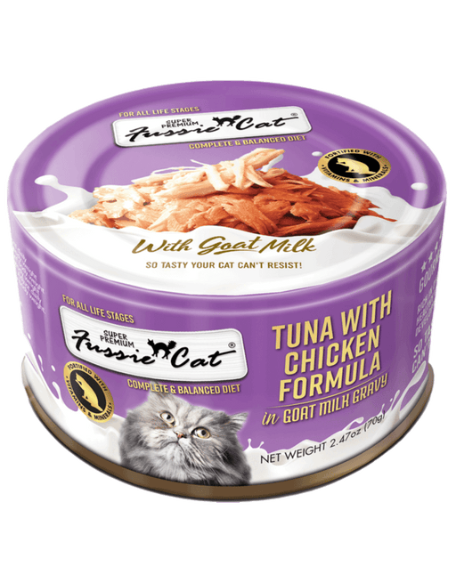 Fussie Cat Super Premium Tuna with Chicken in Goat Milk Gravy 2.8 oz