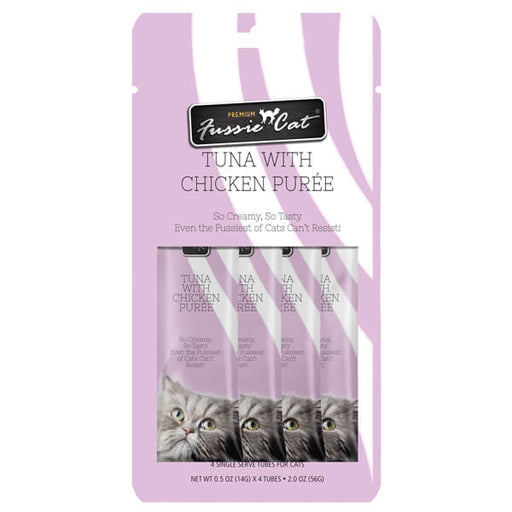 Fussie Cat Puree Cat Treat, Tuna with Chicken 4pk