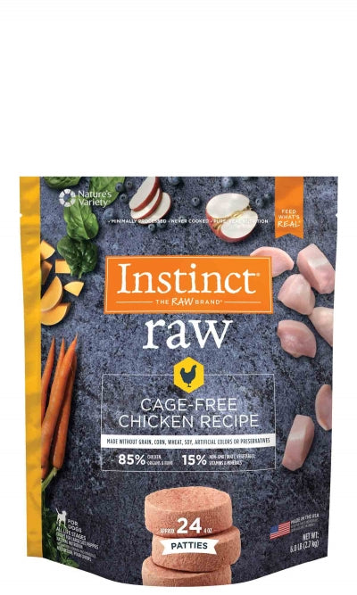Nature's Variety Instinct Raw Frozen Patties 85/15, Chicken 6lb