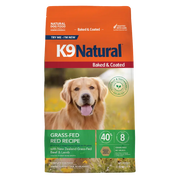 K9 Natural Baked & Coated Grass-Fed Red Recipe dry dog food, 16 lb bag, New Zealand grass-fed beef and lamb, grain-free. Sold at Jake's Pet Supply Boca Raton Lake Worth
