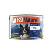 K9 Natural New Zealand Beef Feast grain-free canned dog food, 170 g, 90% beef, organs and ground bone for all dogs. Sold at Jake's Pet Supply Boca Raton Lake Worth