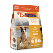 K9 Natural New Zealand Chicken Feast freeze-dried dog food, 500 g bag, 94% cage-free chicken and organs, grain-free. Sold at Jake's Pet Supply Boca Raton Lake Worth