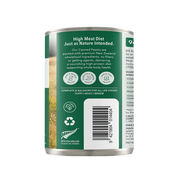 K9 Natural Lamb Feast canned dog food side panel describing high-meat New Zealand diet, complete for all life stages. Sold at Jake's Pet Supply Boca Raton Lake Worth