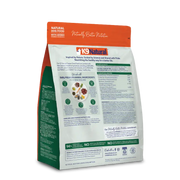 Back of K9 Natural Lamb Feast freeze-dried dog food, 500 g, with nutrition facts, ingredients and feeding instructions. Sold at Jake's Pet Supply Boca Raton Lake Worth