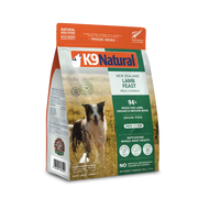 K9 Natural New Zealand Lamb Feast freeze-dried dog food, 500 g bag, 94% grass-fed lamb, organs and ground bone, grain-free. Sold at Jake's Pet Supply Boca Raton Lake Worth