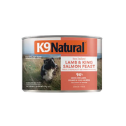 K9 Natural New Zealand Lamb & King Salmon Feast grain-free canned dog food, 170 g, 94% grass-fed lamb, organs and king salmon. Sold at Jake's Pet Supply Boca Raton Lake Worth
