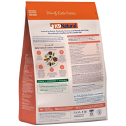 Back of K9 Natural Lamb & King Salmon Feast freeze-dried dog food, 500 g, with nutrition facts, ingredients and feeding instructions. Sold at Jake's Pet Supply Boca Raton Lake Worth