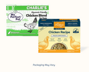 My Perfect Pet Charlie's Chicken Recipe glycemic-friendly reduced-carb gently cooked dog food box, 4 lb with eight 8 oz bars, 95% chicken protein. Sold at Jake's Pet Supply Boca Raton Lake Worth