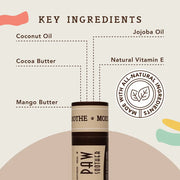Natural Dog Company Paw Soother key ingredients: coconut oil, cocoa butter, mango butter, jojoba oil and vitamin E. Sold at Jake's Pet Supply Boca Raton Lake Worth