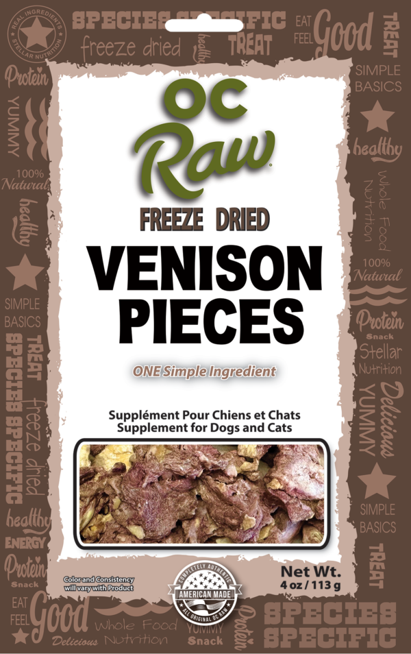 OC Raw Freeze Dried Venison 3.2oz front