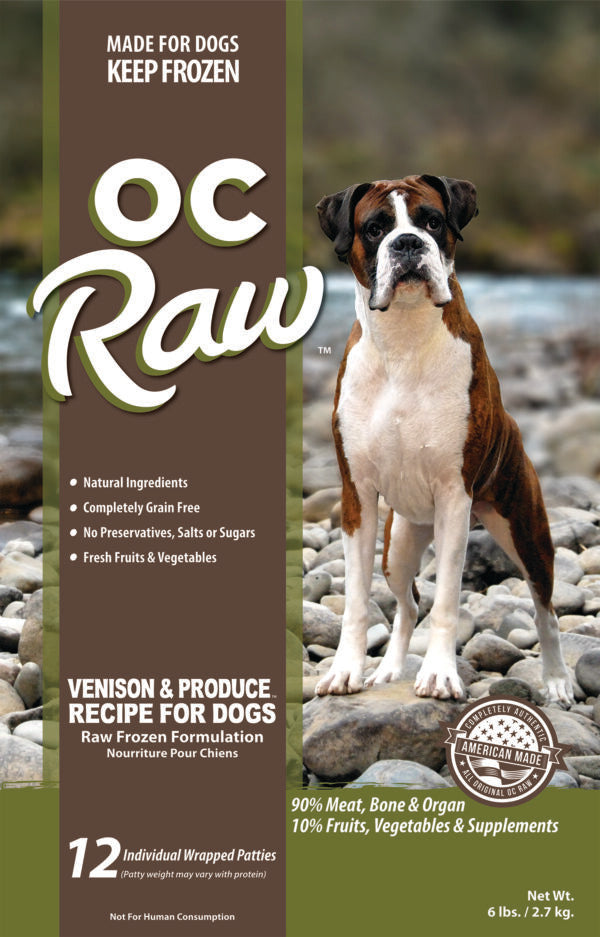 OC Raw Frozen, Venison & Produce Patties front