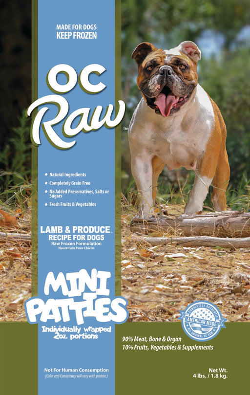 OC Raw Frozen, Lamb & Produce 4lb Patties