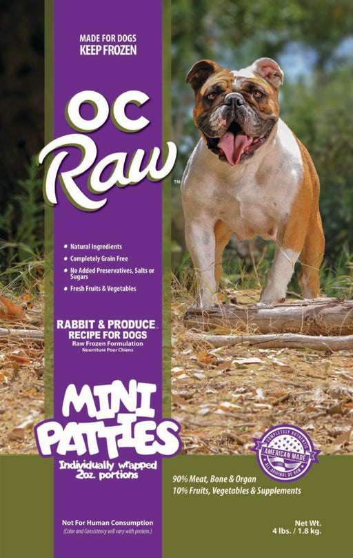 OC Raw Frozen, Rabbit & Produce 4lb Patties